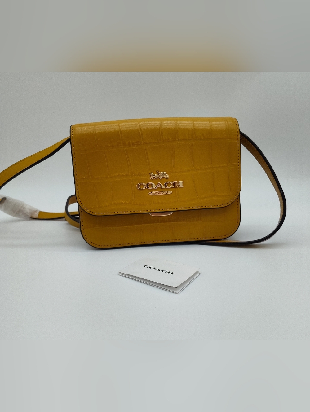 COACH Mini Brynn Crossbody G2179 C5627 NWOT Croc Embossed Mustard Bag